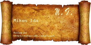 Mikes Ida névjegykártya